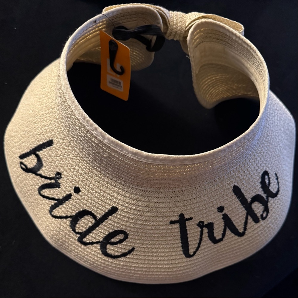 Bride Tribe Wide Brim Sun Visor Hat with Bow – NWT
